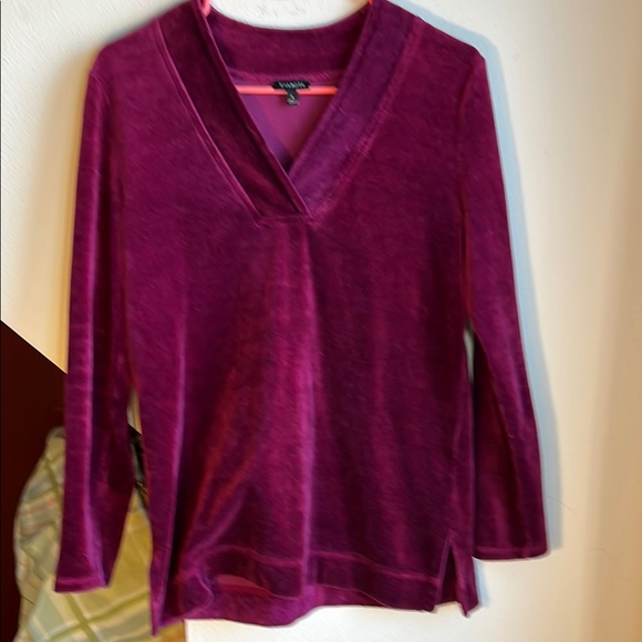 Talbots Tops - Talbot’s Velvet V-Neck Tunic Top - Rich Magenta Purple‎